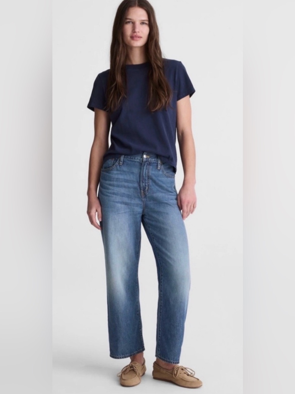 Madewell The Perfect Vintage Wide Leg Crop Jeans in Medium Blue Wash Sz 29